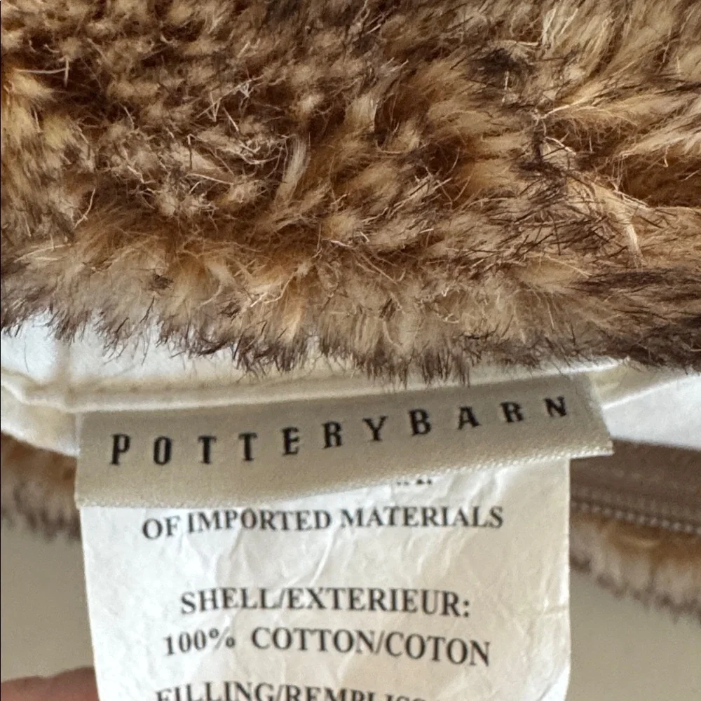 Pottery Barn Faux Fur Ombre Brown Pillow Cover With Pillow Insert Cozy Chic Set
